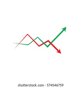 Business graph, Flat icon of graph, arrows isolated on white, Eps 10 