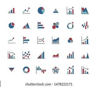 Business Graph Flat Icon Set