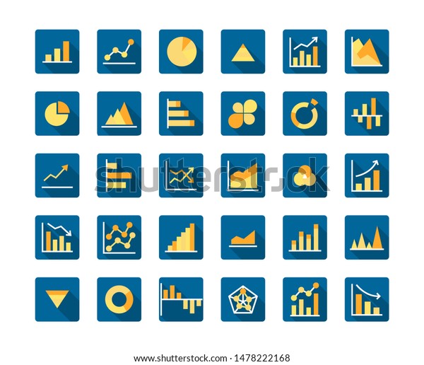Business Graph Flat Long
Shadow Icon Set.