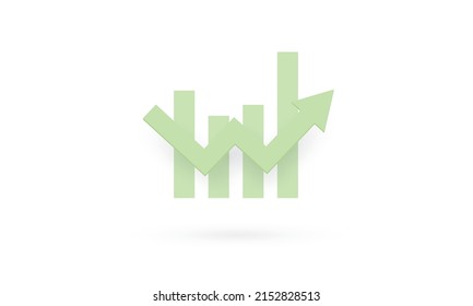Business graph green  in up arrow shape on white background, Profit and loss trading of trader, Symbol graph or chart icon
