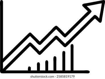 Business graph with green upward arrow and copy space concept as Glossy image featuring a business graph with a green upward arrow symbolizing growth and sustainability in business performance; ample