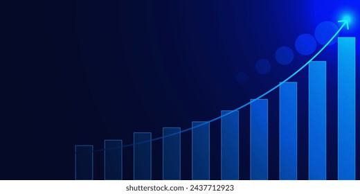 Business graph growth increase with positive chart. Candle stick chart of business finance, stock market and investment trading concept. Vector illustration.