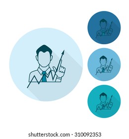 Business Graph with Hand Pointing Up. Business and Finance, Single Flat Icon. Simple and Minimalistic Style. Vector