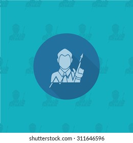 Business Graph with Hand Pointing Up. Business and Finance, Single Flat Icon. Simple and Minimalistic Style. Vector