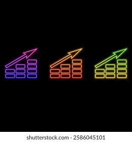 Business graph high icon vector illustration. neon style..