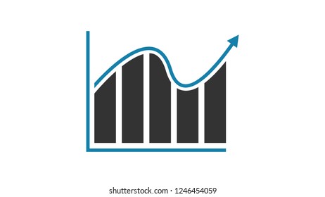 Business graph icon and arrow.