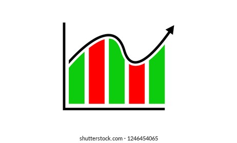 Business graph icon and arrow.