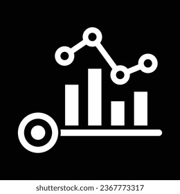 Business graph icon. Chart flat vector illustration on black background.