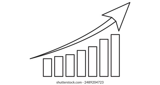 Business graph icon. Chart flat illustration, Growing graph icon on white background. Finance icon, bar chart. Chart bar symbol for your web site design, logo, app, UI design. Digital graph