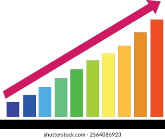 Business graph icon. Chart flat illustration. color graph vector