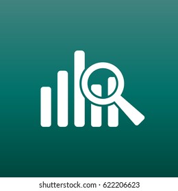 Business graph icon. Chart flat vector illustration on green background.