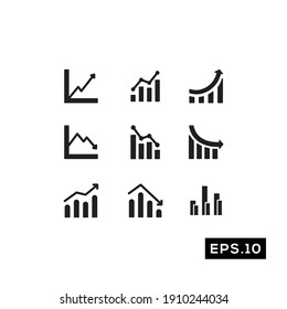 Business Graph Icon. Chart Symbol Silhouette Vector