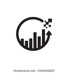 Business Graph Icon. Chart Symbol Silhouette Vector