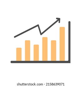 Business graph icon in flat cartoon style