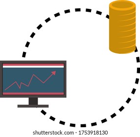 Business graph icon, illustration, vector on white background