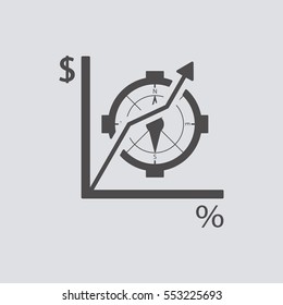 Business graph  icon, isolated. Flat  design. 