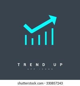 Business graph Icon Isolated on White Background. Trend with arrow going up. Vector icons for video, sites and print projects. Line vector icon for websites and mobile minimalistic flat design.