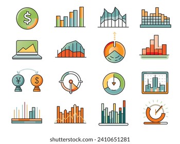 Business graph icon logo mark set