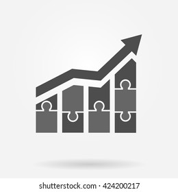 Business graph icon made of puzzle pieces