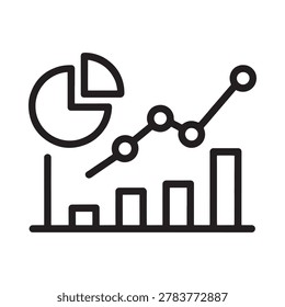 business graph icon with pie chart and rising bar graph