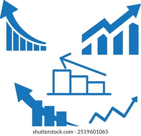 conjunto de iconos de gráfico de negocios, negocio, gráfico, gráfico, gráfico, icono, flecha, finanzas, diagrama, crecimiento, ilustración, éxito, barra, mercado, diseño, Vector, símbolo, 
barra, gráfico, datos, diseño, diagrama, abajo, elemento,
 