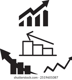 business graph icon set, business, graph, chart, icon, arrow, finance, diagram, growth, illustration, success, bar, market, design, vector, symbol, 
bar, chart, data, design, diagram, down, element,
 