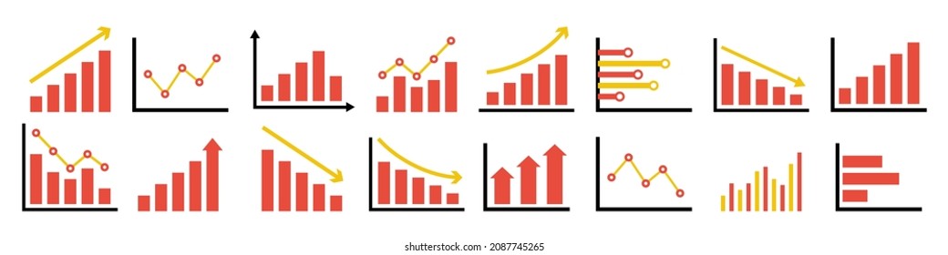 Business graph icon set simple design