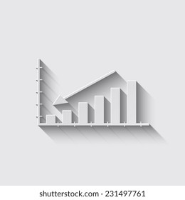 business graph icon with shadow on a grey background