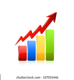 Business graph icon. Vector