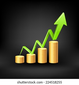 Business graph icon. Vector