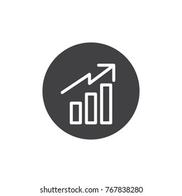 Business graph icon vector, filled flat sign, solid pictogram isolated on white. Trend up sales statistics symbol, logo illustration.