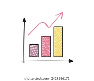 Business graph icon. Vector illustration of a diagram with a growing arrow for business and finance concept and design element