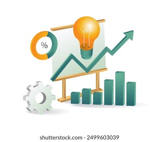 Business graph with idea bulb, representing growth and innovation