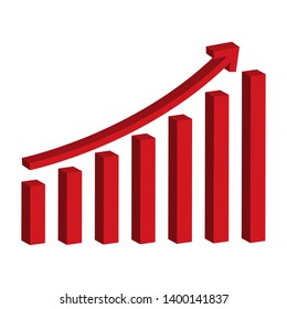 Business graph with increasing arrow. growing graph icon