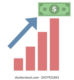 Business graph is increasing and successful. Suitable for business themes. Office, work, success. Flat vector illustration.