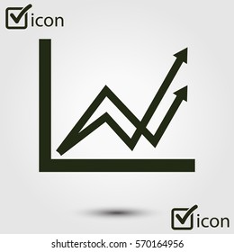 Business graph. Infographic. Chart icon. Growing graph simbol. Flat design style.