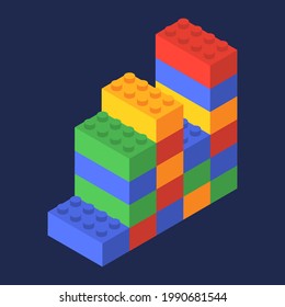 Business graph in isometric. Color constructor. Vector Illustration