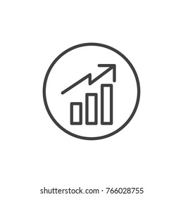 Business graph line icon, outline vector sign, linear style pictogram isolated on white. Trend up sales statistics symbol, logo illustration. Editable stroke