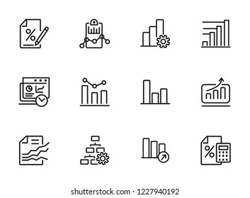 Business graph line icon. Set of line icon on white background. Analytics, profit counting, presentation. Marketing concept. Vector illustration can be used for topics like business, finance, banking