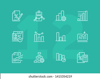 Business graph line icon. Set of line icon on white background. Analytics, profit counting, presentation. Marketing concept. Vector illustration can be used for topics like business, finance, banking