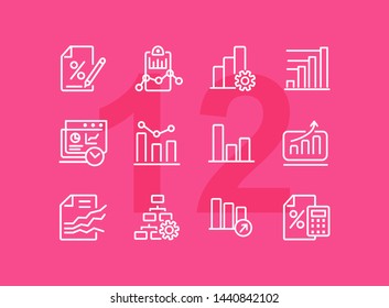Business graph line icon. Set of line icon on white background. Analytics, profit counting, presentation. Marketing concept. Vector illustration can be used for topics like business, finance, banking