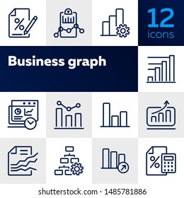 Business graph line icon. Set of line icon on white background. Analytics, profit counting, presentation. Marketing concept. Vector illustration can be used for topics like business, finance, banking