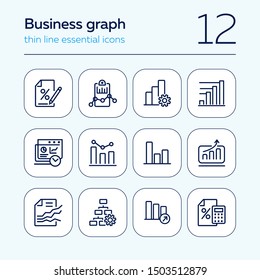 Business graph line icon. Set of line icon on white background. Analytics, profit counting, presentation. Marketing concept. Vector illustration can be used for topics like business, finance, banking