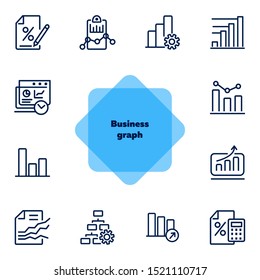 Business graph line icon. Set of line icon on white background. Analytics, profit counting, presentation. Marketing concept. Vector illustration can be used for topics like business, finance, banking
