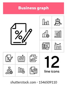 Business graph line icon. Set of line icon on white background. Analytics, profit counting, presentation. Marketing concept. Vector illustration can be used for topics like business, finance, banking