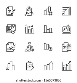 Business graph line icon. Set of line icon on white background. Analytics, profit counting, presentation. Marketing concept. Vector illustration can be used for topics like business, finance, banking