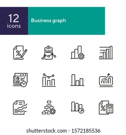 Business graph line icon. Set of line icon on white background. Analytics, profit counting, presentation. Marketing concept. Vector illustration can be used for topics like business, finance, banking