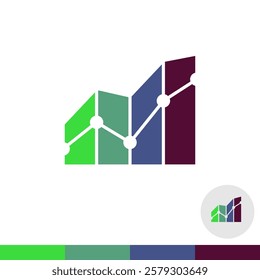 Business graph logo design. Stock market or exchange indexes values symbol. Finance trust fund icon. Adjustable stroke.