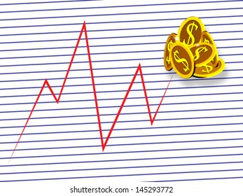 business graph and money, abstract vector art illustration; image contains transparency