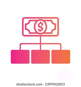 Business graph with money bill icon Vector illustration